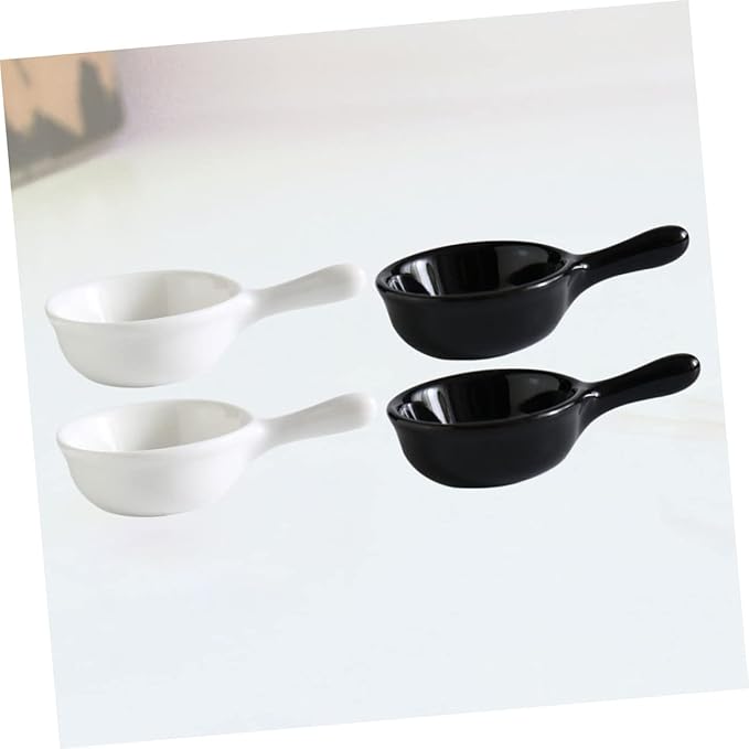 Luxshiny 4pcs Ergonomic Handle Ceramic Plate Japanese Dishes Snacks Holder Relish Tray Dessert Plate for Kitchen