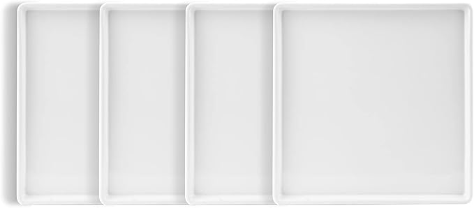 Stone Lain Grace Stoneware Appetizer Plate Set, Includes 4 Plates, White