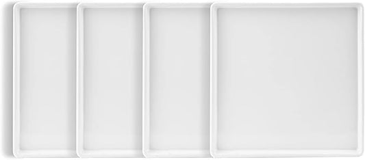 Stone Lain Grace Stoneware Appetizer Plate Set, Includes 4 Plates, White