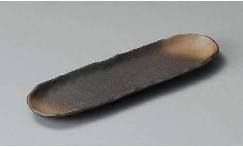 せともの本舗 Black Glaze Appetizer Plate, 10.8 x 3.2 x 0.9 inches (274 x 82 x 22 mm), Japanese Tableware, Restaurant, Innn, Commercial Use