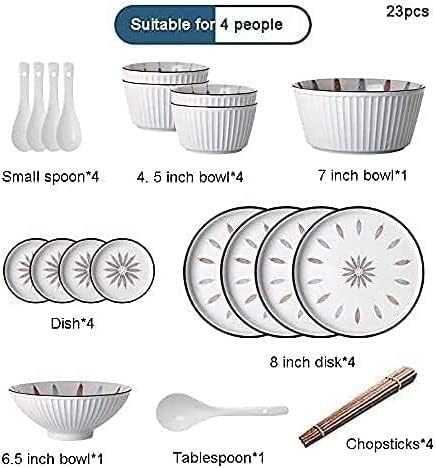 Dinnerware Set Luxury Family Dinner Service Set, 38 Pcs Dinnerware Sets, Chinese Style Porcelain Tableware Set with Plates and Bowls, White Ceramic Dinner Set for Home Ki