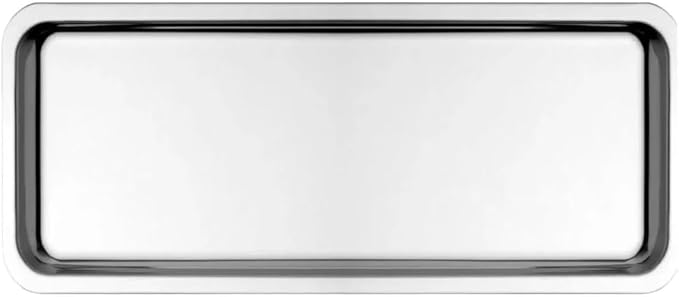 Elegant Stainless Steel Rectangular Serving Tray, Mirror Finish Coffee Tea Platter, Silver, 13 x 5.12 Inch, for Cafe, Home Desserts Long Metal Plate for Café, Home, Gift Bahtroom Tray