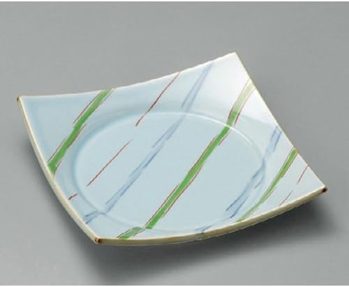 せともの本舗 Square Plate, Medium Sinked Tokusa Appetizer Plate, 6.9 x 6.9 x 1.2 inches (175 x 175 x 30 mm), Japanese Tableware, Ryokan, Restaurant, Commercial Use
