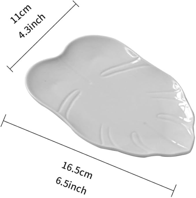 Leaf Shaped Ceramic Snack Plate Elegant Food Tray for Fruits Appetizers and Desserts Lightweight Kitchen Dish for Entertaining Parties and Daily Use