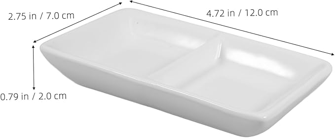 Cabilock Divided Sauce Dishes Snack Serving Tray Compartment Spice Dish Tray Lid White Ceramic Appetizer Serving Plate for Events