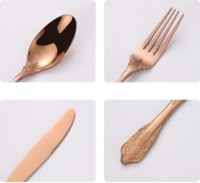 Stainless Steel Flatware serving set,Home Kitchen Eating Tableware Set,Dishwasher Safe,For Home Kitchen Restaurant Hote 4/16/24/32/40/48pcs 304 Embossed Palace Stainless Steel Cutlery Set Thickened St
