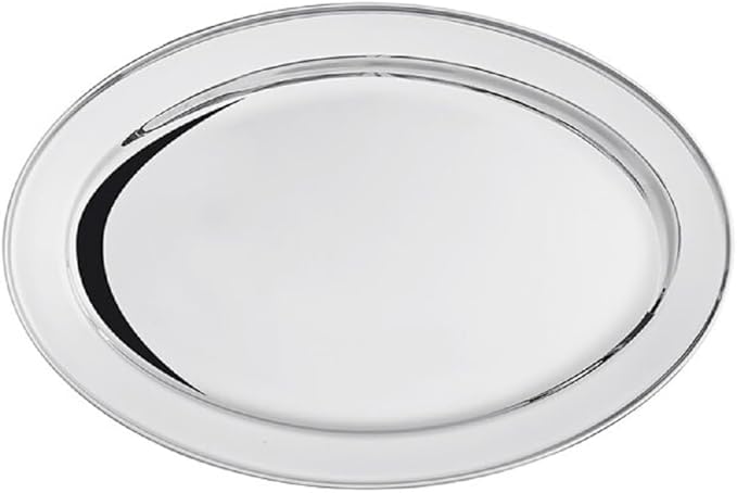 TrueCraftware- 22” Stainless Steel Oval Serving Platter - Heavy Duty Metal Serving Tray Serving Platters for Appetizer Snack Fruit Cake Server Party Food Display Tray Serving Dishes for Entertaining