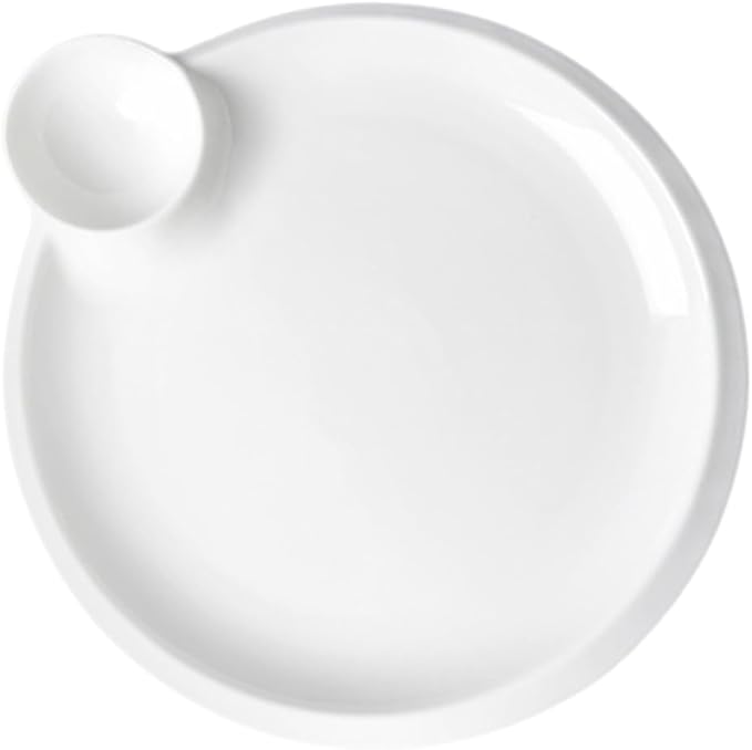 Healifty Ceramic Dumpling Plate with Saucer Design Compact and Lightweight Kitchen Accessory for Serving Chips Appetizers and Dips for Restaurants and Homes