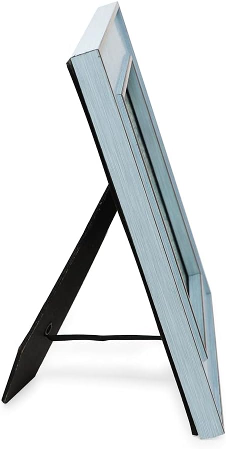 Isaac Jacobs 5x7 Blue w/Brown (Vertical & Horizontal) Double Border Picture Frame w/Black Fabric Easel, Wall-Mountable, Made for Tabletop & Gallery, Home or Office (5x7, Blue W/Brown)