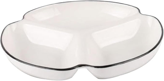 Ceramic Divided Plate Portion Control Dinnerware Heat Resistant Porcelain Tray with Compartments for Diet Parties Salads Appetizers and Home Use