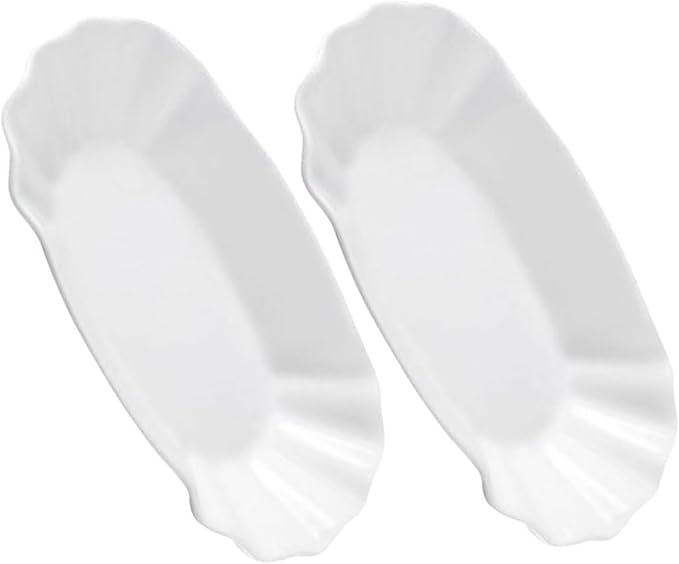 2pcs French Fries Plate Serving Platter Ceramic Snack Plates for Desserts Appetizers Kitchen Condiments