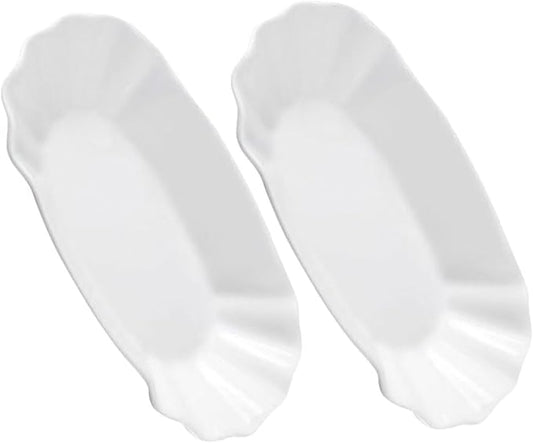 2pcs French Fries Plate Serving Platter Ceramic Snack Plates for Desserts Appetizers Kitchen Condiments