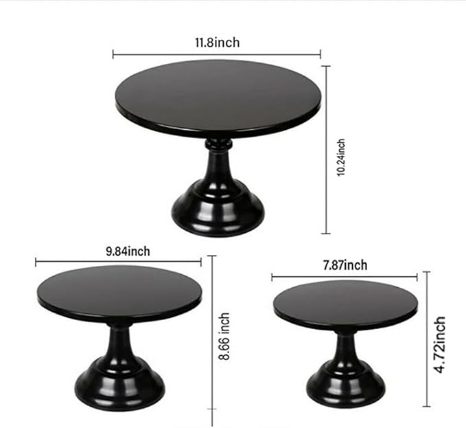 3 Pcs Metal Cake Stand Set 8/10/12 inch Dessert Table Display Perfect for Baby Shower Wedding Birthday(Black)