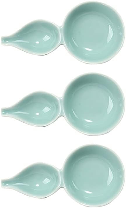 Appetizer Bowls Ceramic Gourd Shaped Sauce Dish Sushi Dipping Bowl Appetizer Plates Porcelain Serving Dish Seasoning Dishes Set of 3(2 compartment) Salad Bowls