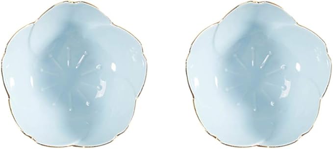 2pcs Ceramic Dip Bowls Sauce Dishes Seasoning Serving Bowl Sushi Soy Plate for Snack Sushi Fruit Appetizer Dessert-Blue