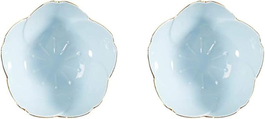 2pcs Ceramic Dip Bowls Sauce Dishes Seasoning Serving Bowl Sushi Soy Plate for Snack Sushi Fruit Appetizer Dessert-Blue