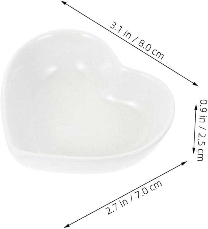 PRETYZOOM 4pcs Heart-shaped Ceramic Dipping Bowl Snack Bowl Appetizer Plate Small Sauce for Condiments Stylish Decor