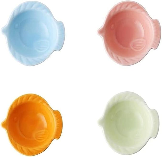 Dipping bowl,Ceramic Sauce Dishes,4 Pack Sauce Dish Set Ceramic Soy Sauce Dish Appetizer Plates Saucer Bowl Soy Sauce Vinegar Seasoning Dishes (Color : D) (Color : B) (Color : E)