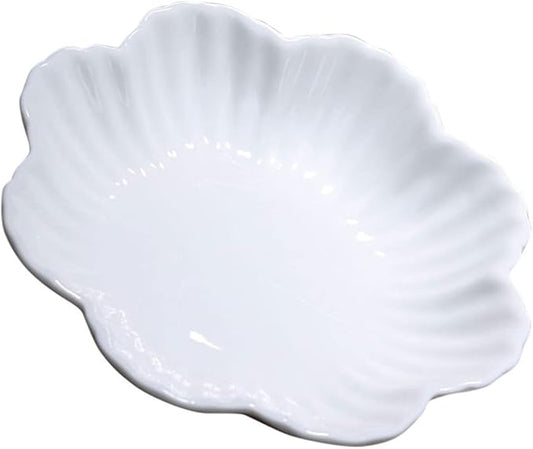 PRETYZOOM Ceramic Flower Shaped Serving Plate Medium Decorative Dish for Salad and Appetizers Chrysanthemum Design for Kitchen Table and Events