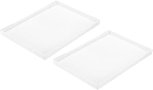 uxcell 2Pcs Serving Tray Small White Mini Tray 7" x 10" Plastic Rectangular Wooden Serving Trays Decorative Ottoman Platter for Breakfast Kitchen Bathroom