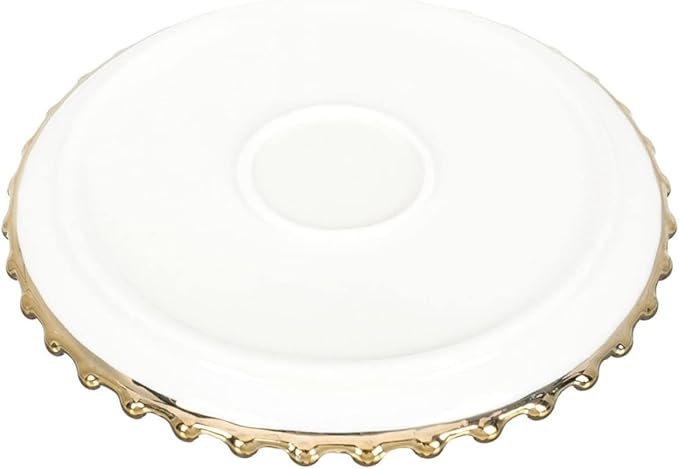 Double Layer Fruit Dessert Plate Divided Serving Platter Ceramic Cake Plate for Dinner Salad Appetizer