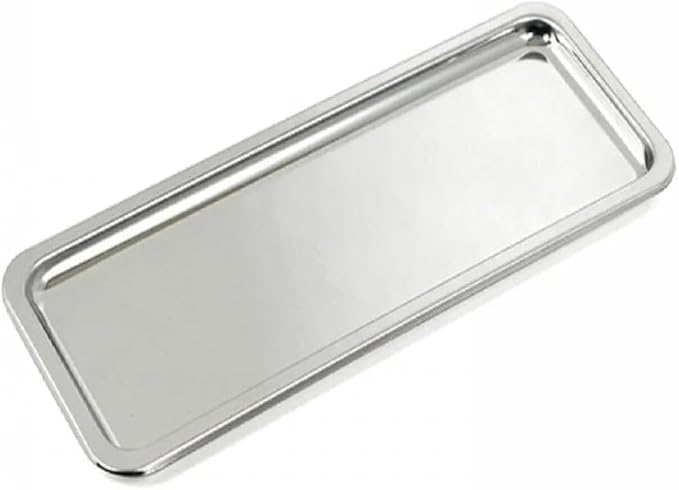 Elegant Stainless Steel Rectangular Serving Tray, Mirror Finish Coffee Tea Platter, Silver, 13 x 5.12 Inch, for Cafe, Home Desserts Long Metal Plate for Café, Home, Gift Bahtroom Tray