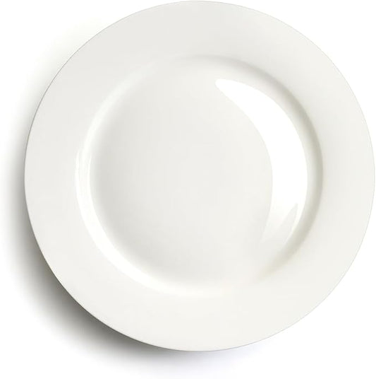 IQCWOOD Ceramic White Dinner Plates Set of 6, 10.5 Inch Round Plates for Pizza Salad Pasta Appetizer Steak Porcelain Serving Dishes Restaurant Dishes, Salad Plates, Scratch Resistant