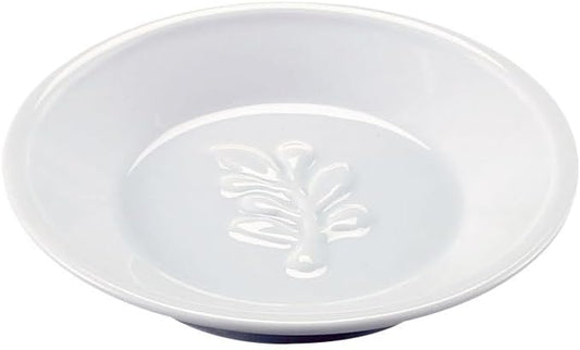 HIC Kitchen Embossed Oil Dipping Dish, Olive Branch Design, Round, Fine Porcelain, 5-Inch Diameter