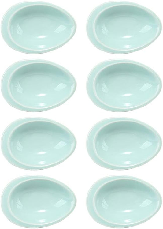 Appetizer Bowls Ceramic Soy Sauce Dish 8pcs Teardrop Mini Appetizer Plates Dipping Bowls Snack Dessert Dish Sushi Ketchup Seasoning Dishes Salad Bowls