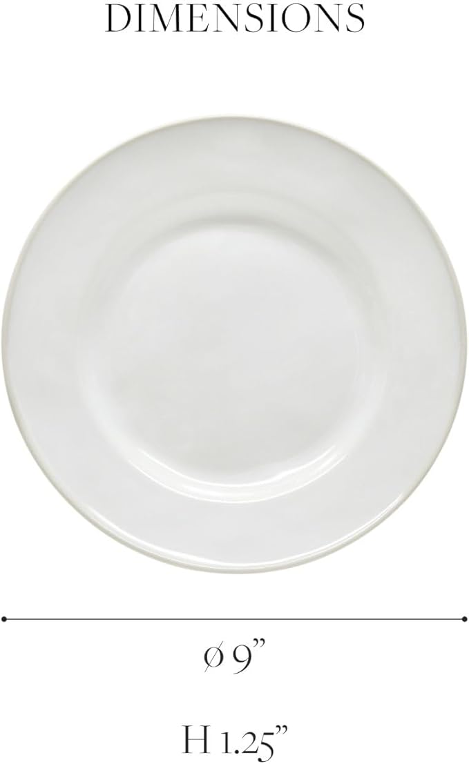 Costa Nova Ceramic Stoneware 9'' Salad Dessert Plate - Beja Collection, White & Blue | Microwave & Dishwasher Safe Dinnerware | Food Safe Glazing | Restaurant Quality Tableware
