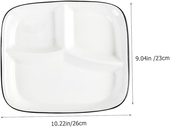 Ciieeo Diet Plate Compartment Square Dinner Plates Ceramic Serving Tray Party Breakfast