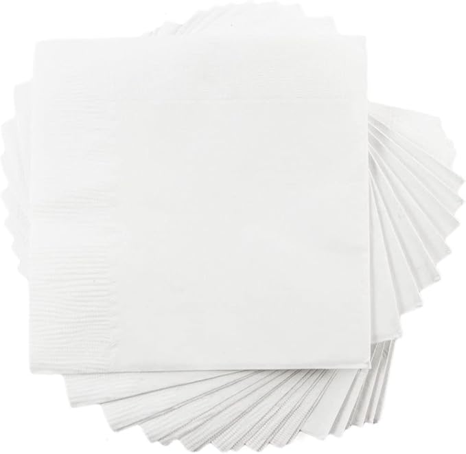 600 Pack Cocktail Napkins Paper - 3-Ply Quality White Beverage Napkins - Restaurant, Event, Café, Party, Bar Napkins - 10" x 10" Unfolded
