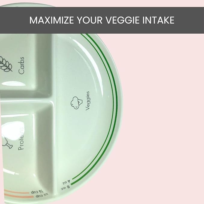 Uba DIABETIC Portion Control Plate (PORCELAIN) with Built-in Measurements