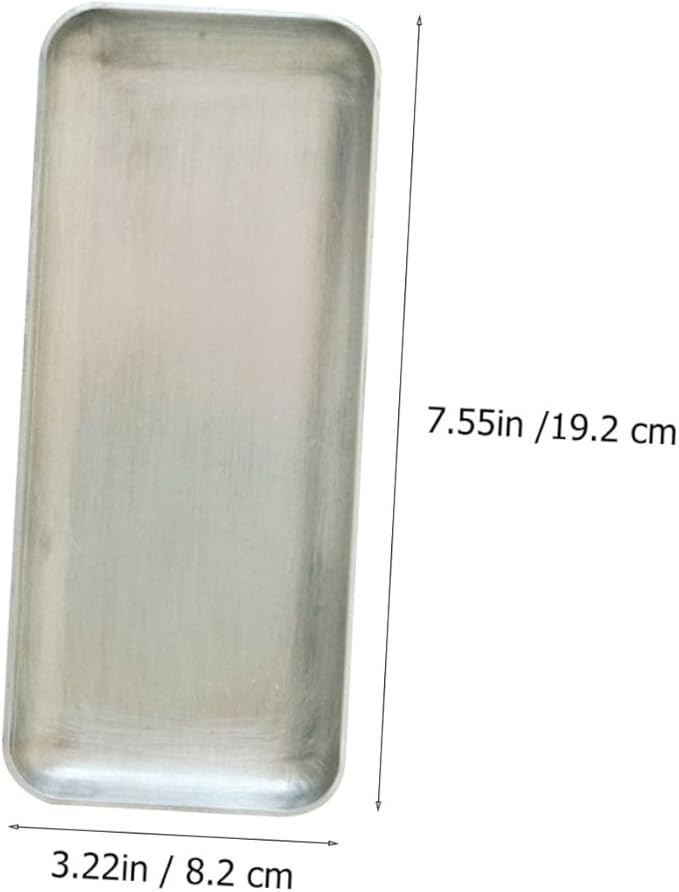 Healifty Vintage Aluminum Food Serving Tray Small Retro Storage Plate Silver Texture for Home Kitchen Dining Restaurant Cafe Use
