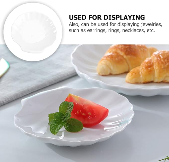 UPKOCH Food Trays Pinch Bowls 4Pcs Ceramic Shell Plate Scallop Sea Shell Dinner Plates Dessert Appetizer Salad Dishes Sushi Serving Platter 3.5inch Appetizer Serving Tray Pinch Bowls