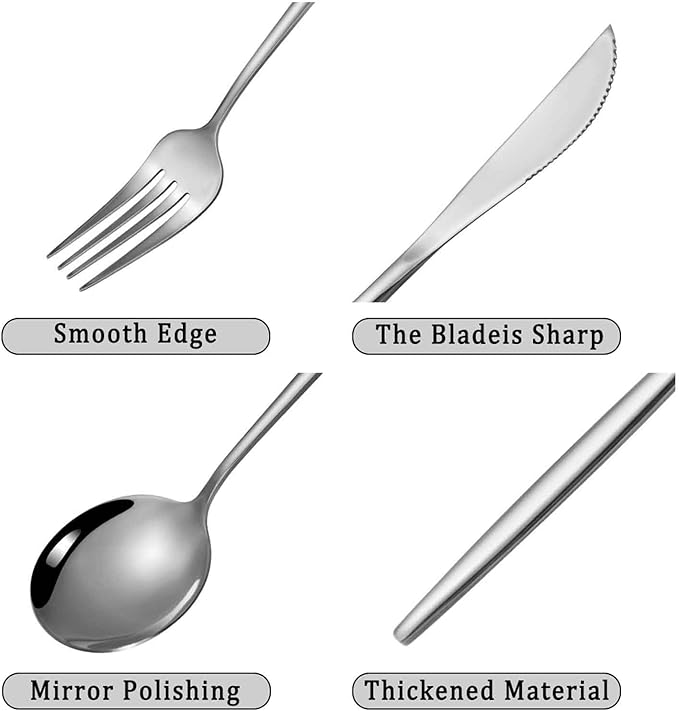 Serving Set Stainless Steel Tableware for 24 PCS, Mirror Polished, Slim Handle Serving Set for 6 for Formal Events, Parties, Food Barbeque, Dishwasher Safe(Rainbow Color,D)