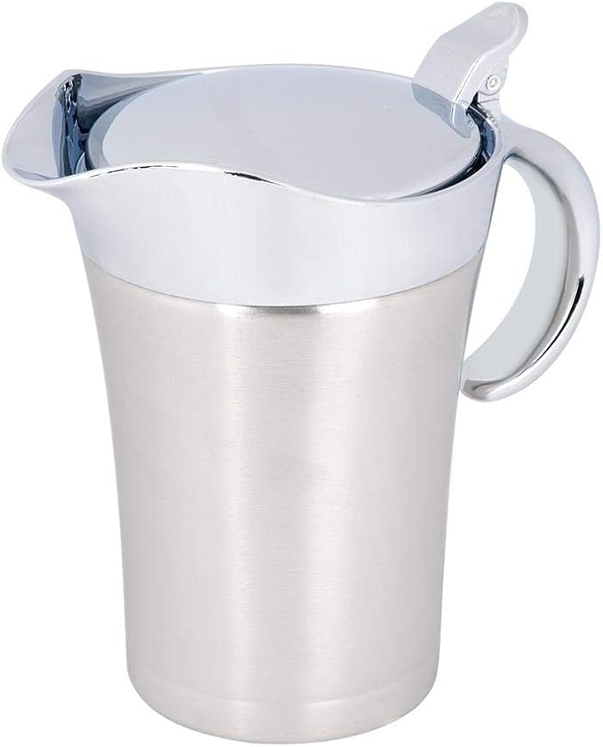 25 oz Gravy Boat Stainless Steel Sauce Gravy Jug Double Wall Insulated Thermal Gravy Boat with Cover and Lip Spout for Gravy Salad Custard Cream Sauce and so on