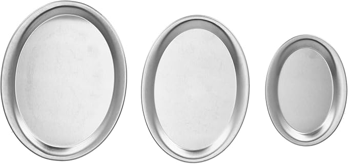 Dessert Tray, 3pcs Stainless Steel Dessert Tray Mirror Polishing Process Snack Jewelry Display Tray Serving Tray for Home Cafe (Silver)