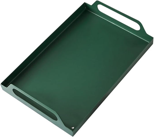 Healifty Metal Rectangular Serving Tray with Handles Versatile Iron Food Plate for Parties Buffets and Home Decor Snacks Appetizers and Desserts
