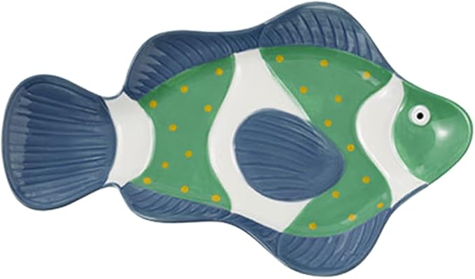 Amosfun Shark Plate Ceramic Serving Dish Set Hand-painted Creative Japanese Food Server for Boys and Girls Unique Fish-shaped Dinnerware for Home Use and Parties