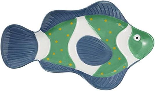 Amosfun Shark Plate Ceramic Serving Dish Set Hand-painted Creative Japanese Food Server for Boys and Girls Unique Fish-shaped Dinnerware for Home Use and Parties