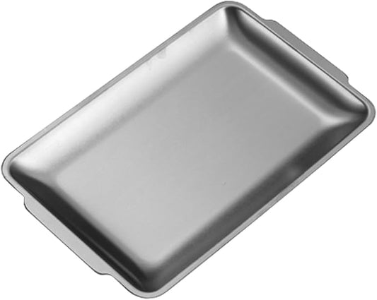 Baking Sheet, Sheet Pans for Baking Stainless Steel, Rectangle Metal Serving Tray with Handles for Dining, Party, Buffet, Dishwasher(Silver,22 * 13.7cm/9 * 5.4in)