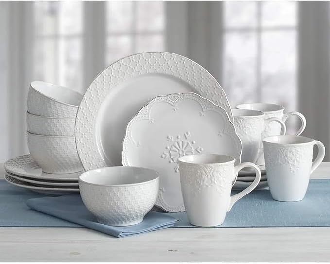 Service for 4 Ceramic Dishes to Eat 16 Piece Dinnerware Set Dinner Plate Dish Kitchen Tableware Set of Plates