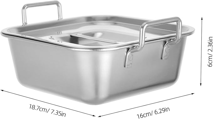 GLEAVI Square Stainless Steel Party Platter Lid Food Serving Tray Clean French Fry Bowl