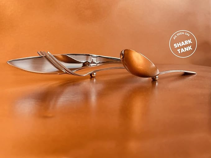 iFork Stainless Steel Flatware Serving Set Rises Off Tables and Surfaces. Elegant Handmade Tableware/Silverware, Perfect for Home Kitchens and Restaurants | 12 Pieces iFork iSpoon iKnife Utensils