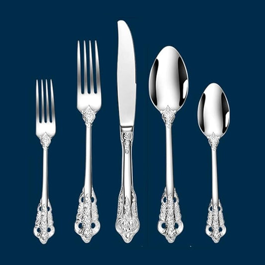 60 Piece Flatware Set for 12, Luxury Silverware Set, 18/10 Stainless Steel Vintage Flatware Cutlery Utensil Set Include Knife Fork Spoon, Mirror Polished, Dishwasher Safe