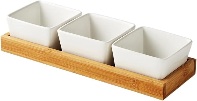 Dipping Sauce Dish Dipping Bowl Appetizer Plates Ceramic Sauce Dish Dessert Plate Square Shape Fruit Plate with Tray Porcelain Cake or Candy Plate Dip/Dipping Bowls Dipping Sauce Bowls/Dishes