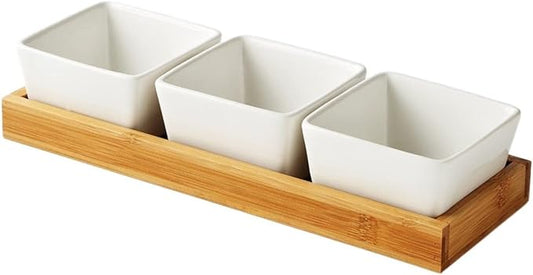 Dipping Sauce Dish Dipping Bowl Appetizer Plates Ceramic Sauce Dish Dessert Plate Square Shape Fruit Plate with Tray Porcelain Cake or Candy Plate Dip/Dipping Bowls Dipping Sauce Bowls/Dishes