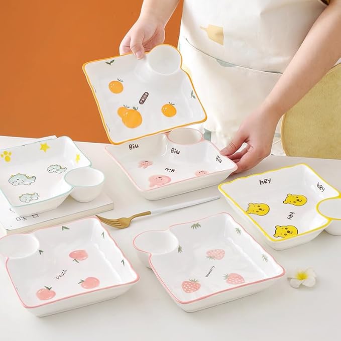 Multi Purpose Appetizer Ceramic Tray Vinegar Bowl Elegant Sushi Cookie Serving Dishes Dipping Sauce Plate for Dumplings French Fries Snacks Homes Restaurants Design Sense Souvenirs