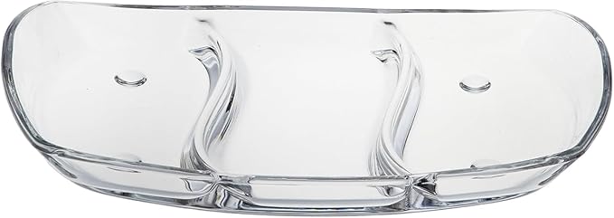Prima Oblong 12" Glass Tray 3 Section